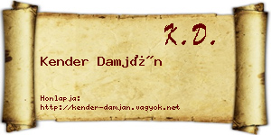 Kender Damján névjegykártya